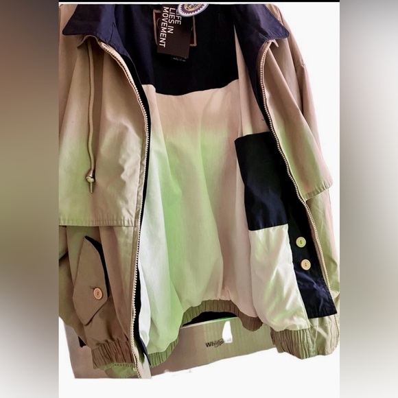 CRABLE MENS GOLF WATERPROOF JACKET KHAKI W/ BLUE TRIM - Picture 9 of 12